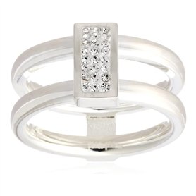Folli Follie 3R13F010C Bague en acier inoxydable pour femme Argenté Taille 54