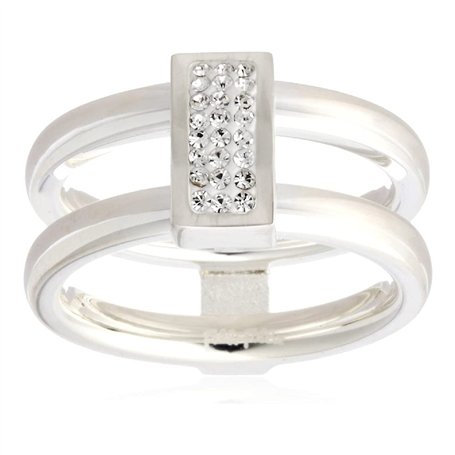 Folli Follie 3R13F010C Bague en acier inoxydable pour femme Argenté Taille 54