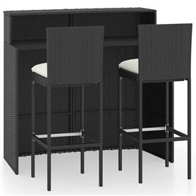 vidaXL Ensemble de Bar de Jardin avec Coussins 3 pcs Table et Chaises de Patio Mobilier de Terrasse Salon de Jardin Meubles d'Ex