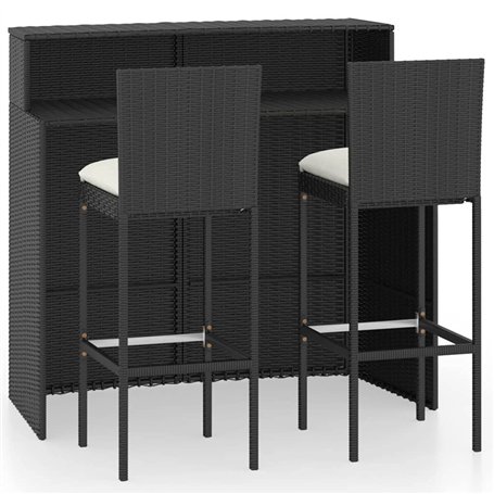 vidaXL Ensemble de Bar de Jardin avec Coussins 3 pcs Table et Chaises de Patio Mobilier de Terrasse Salon de Jardin Meubles d'Ex