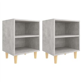 vidaXL Lot de 2 Tables de Chevet avec Pied en Bois Gris béton 40 x 30 x 50 cm