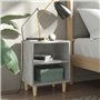 vidaXL Lot de 2 Tables de Chevet avec Pied en Bois Gris béton 40 x 30 x 50 cm