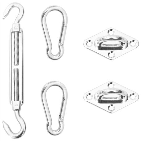 vidaXL Kit de montage pour voile d'ombrage 5 pièces en acier inoxydable