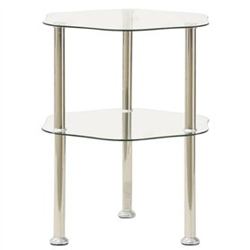 vidaXL Table d'appoint à 2 Niveaux en Verre Transparent 38 x 38 x 50 cm