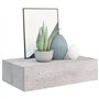 vidaXL Etagère à Tiroir Murale Etagère Flottante Etagère Suspendue Salon Salle de Séjour Maison Intérieur Gris Béton 40x23,5x10 