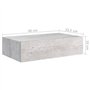 vidaXL Etagère à Tiroir Murale Etagère Flottante Etagère Suspendue Salon Salle de Séjour Maison Intérieur Gris Béton 40x23,5x10 