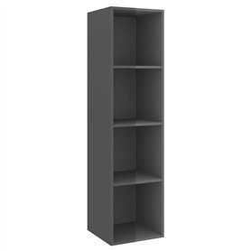 vidaXL Meuble Mural pour TV aggloméré Gris Brillant 37 x 37 x 142,5 cm