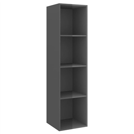 vidaXL Meuble Mural pour TV aggloméré Gris Brillant 37 x 37 x 142,5 cm