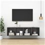 vidaXL Meuble Mural pour TV aggloméré Gris Brillant 37 x 37 x 142,5 cm