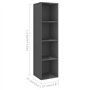 vidaXL Meuble Mural pour TV aggloméré Gris Brillant 37 x 37 x 142,5 cm