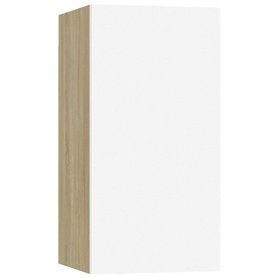 vidaXL Meuble TV Blanc et chêne Sonoma 30,5x30x60 cm Aggloméré