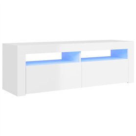 TV-Schrank mit LED-Leuchten Hochglanz-Weiß 120x35x40 cm
