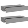 vidaXL 2X Etagères à Tiroirs Murales Etagères Flottantes Suspendues Supports Muraux Salon Salle de Séjour Maison Intérieur Gris 