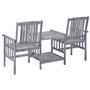 vidaXL Acacia Solide Chaises de Jardin avec Table à Thé et Coussins Fauteuils de Salle à Manger d'Extérieur Mobilier de Patio Me