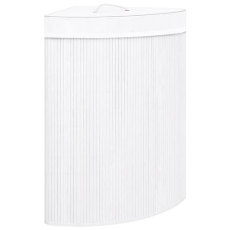 vidaXL Panier à linge d'angle 60 L bambou blanc