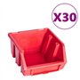 vidaXL Kit de bacs de stockage et panneaux muraux 136pcs rouge et noir, kit de bacs, kit de bacs muraux, panneau mural, boîte em