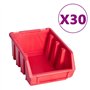 vidaXL Kit de bacs de stockage et panneaux muraux 136pcs rouge et noir, kit de bacs, kit de bacs muraux, panneau mural, boîte em