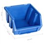 vidaXL Kit de Bacs de Stockage et Panneaux Muraux 128 pcs Boîte d'Empilage Système de Stockage d'Outils Garage Atelier de Bricol