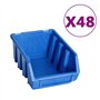 vidaXL Kit de Bacs de Stockage et Panneaux Muraux 128 pcs Boîte d'Empilage Système de Stockage d'Outils Garage Atelier de Bricol