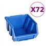 vidaXL Kit de Bacs de Stockage et Panneaux Muraux 128 pcs Boîte d'Empilage Système de Stockage d'Outils Garage Atelier de Bricol