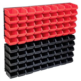 vidaXL Kit de Bacs de Stockage et Panneaux Muraux 96 pcs Boîte d'Empilage Système de Stockage d'Outils Garage Atelier de Bricola
