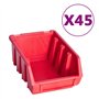 vidaXL Kit de Bacs de Stockage et Panneaux Muraux 96 pcs Boîte d'Empilage Système de Stockage d'Outils Garage Atelier de Bricola