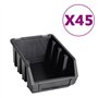 vidaXL Kit de Bacs de Stockage et Panneaux Muraux 96 pcs Boîte d'Empilage Système de Stockage d'Outils Garage Atelier de Bricola