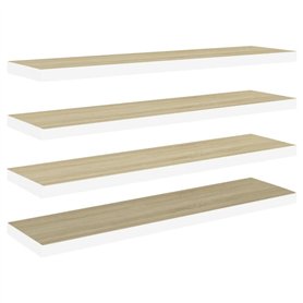 vidaXL 4X Etagères Murales Flottantes Etagères Suspendues Supports Muraux Salon Salle de Séjour Maison Intérieur Chêne et Blanc 