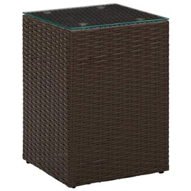 VidaXL Table d'appoint dessus verre Marron 35x35x52 cm Résine tressée