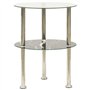 322789 vidaXL 2-Tier Side Table Transparent & Black 38 cm Tempered Glass