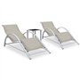 VidaXL Chaises longues 2 pcs avec table Aluminium Crème