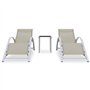 VidaXL Chaises longues 2 pcs avec table Aluminium Crème