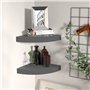 VidaXL Étagères d'angle flottantes 2 pcs Gris brillant 25x25x3,8cm MDF