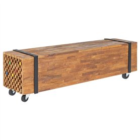 VidaXL Meuble TV 110x30x32,5 cm Bois de teck massif