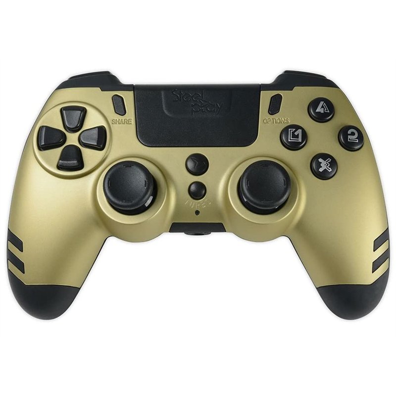 Steelplay Slimpack - Manette sans Fil 2,4 GHz, Compatible PS4/PS3/PC, Double Retour de Vibration, 4 palettes arrière programmables