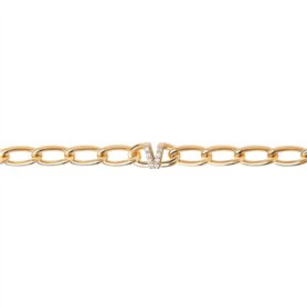 PDPaola Letter Bracelet maille gourmette lettre or 19 V, Onesize, Argent sterling, Oxyde de zirconium