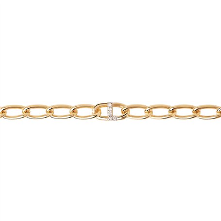 PDPaola Letter Bracelet maille gourmette lettre dorée (19, L), Onesize, Argent sterling, Oxyde de zirconium