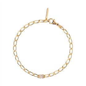 PDPaola Lettre A Bracelet maille gourmette lettre or (19, R), Onesize, Argent sterling, Oxyde de zirconium