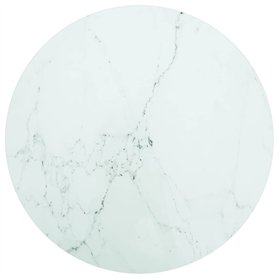 vidaXL Plateau de table ronde en verre trempé/marbre blanc 60 cm x 0,8 cm, facile à nettoyer, durable, polyvalent