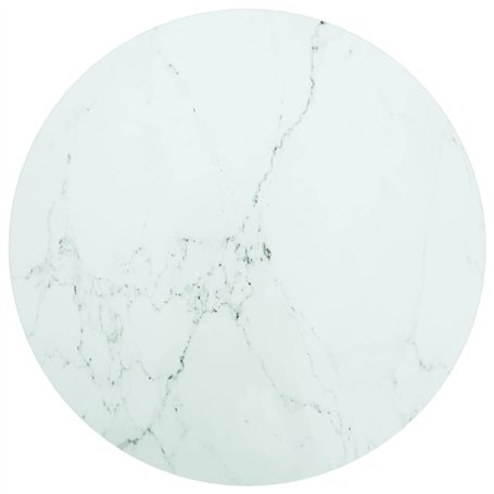 vidaXL Plateau de table ronde en verre trempé/marbre blanc 60 cm x 0,8 cm, facile à nettoyer, durable, polyvalent