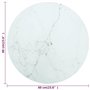vidaXL Plateau de table ronde en verre trempé/marbre blanc 60 cm x 0,8 cm, facile à nettoyer, durable, polyvalent