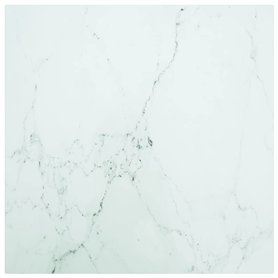 Dessus de table blanc 70x70 cm 6 mm verre trempé design marbre