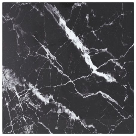 vidaXL Dessus de table en verre trempé noir avec motif marbré - Pièce en verre carré durable pour tables de salle à manger et ta