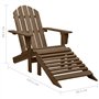 Chaise de jardin Adirondack avec pouf et table Sapin Marron