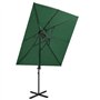 Parasol de jardin en porte à faux à double toit vert 250x250 cm
