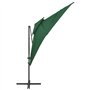 Parasol de jardin en porte à faux à double toit vert 250x250 cm