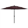 Parasol de jardin à 3 niveaux mât en aluminium rouge bordeaux