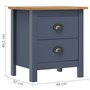 vidaXL Comodino Hill Grigio 46x35x49,5 cm Legno Massello di Pino