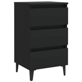 vidaXL Comodino con Gambe in Metallo Nero 40x35x69 cm