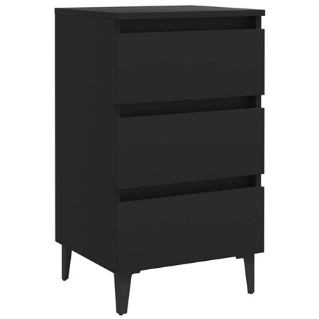 vidaXL Comodino con Gambe in Metallo Nero 40x35x69 cm